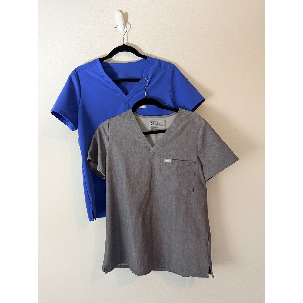 2 Figs Women's Scrub Technical Collection Tops Size Small Blue And Gray